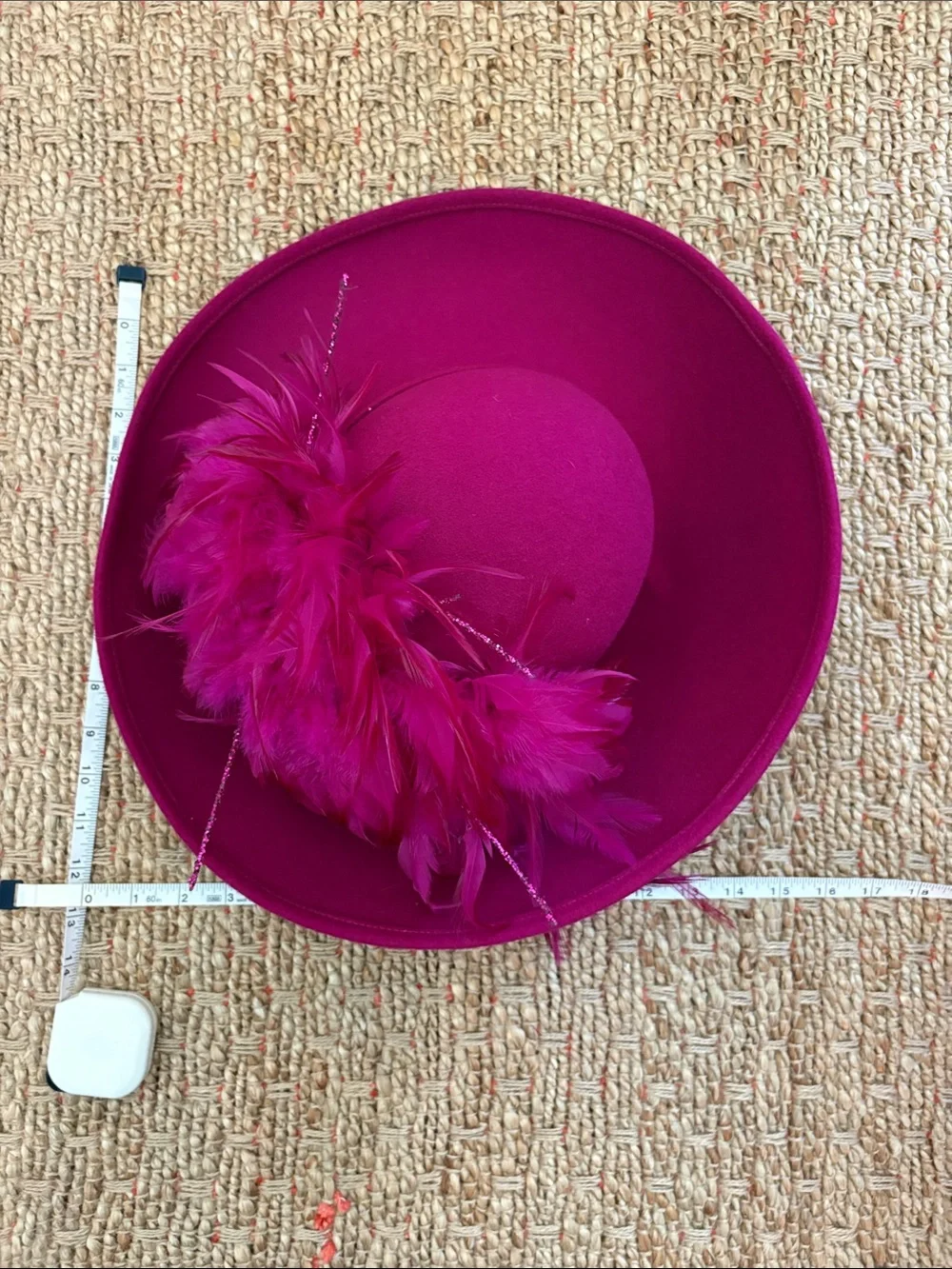 Vintage Deborah Fashions Fuchsia Feathered Felt Tilt Hat with Decorative Trim